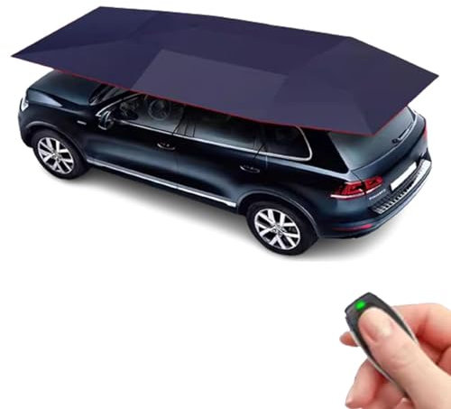 Carpa Universal para Coche, cochera móvil, cochera automática Inteligente, Techo Plegable portátil, Cubierta retráctil, para SUV, Furgoneta, camión, Azul Marino, 4,2 x 2,1 m