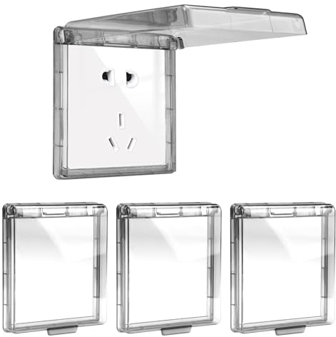 4 Pièces Cache Interrupteur Mural, Type 86 Cache Prise Etanche Electrique Murale, Transparent Couvercle Prise Courant Étanche Extérieures, Cache Prise Murale, pour Salle de Bain et Cuisine