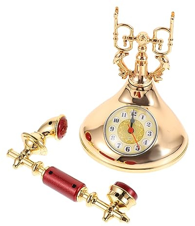 VOSAREA Orologio Telefonico Da Tavolo Vintage Decorativo in Stile Retrò, Ornamento Orologio Chic Per Casa e Ufficio, Decorazione Delicata Per Scrivania e Comodino, Idea Regalo Raffinata