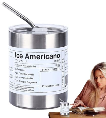 Pzuryhg Americano Tumbler, Tazza da caffè portatile, Bottiglia d'acqua Tumbler, Bicchiere a doppio strato, Tazza isolata sottovuoto, Tazza da caffè da viaggio, Bicchiere da caffè da 320 ml, Bicchiere