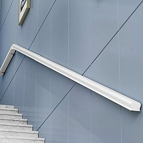 Pasamanos de madera para escaleras interiores y exteriores, con barra de soporte de pasillo de fácil instalación, 280 cm, pasamanos de pared blanca