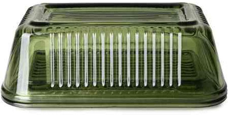 Home Deco London Glass Butter Dish with Ribbed Design, Green Holds Up to 250g of Butter – Classic Kitchen & Tabletop Storage