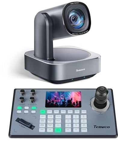 Tenveo PTZ Kamera 20X Optischer Zoom & 4D Joystick Controller Bundle, 1080P USB3.0/HDMI/IP/PoE VISCA Pelco-D/P RS422/RS485 RS232 Steuerung für Live Streaming von religiösen Veranstaltungen