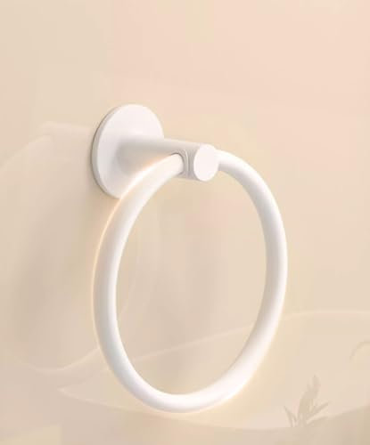 TentHome - Toallero de baño, soporte de pared, redondo, anillo redondo para baño y cocina, color blanco