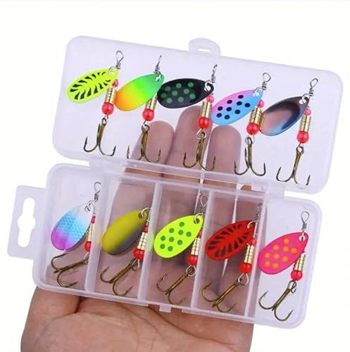 NEU AMZfishing® Messeneuheit 2025 10 Spinner Set | Forellenköder Set | Spinner Barsch | Raubfischköder | Barschspinner | Raubfisch Köder | Spinner Angeln