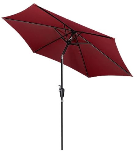 CCKUYT Ombrellone da Giardino Rotondo, ombrellone da Esterno con inclinazione a manovella, 2,5 m, ombrellone da Giardino