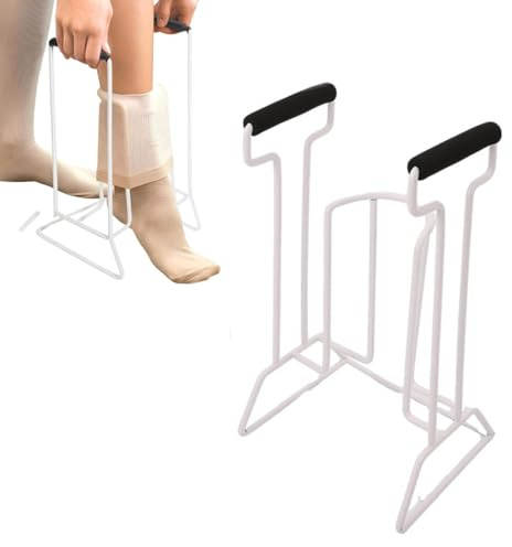 Anziehhilfe für Kompressionsstrümpfe,Strumpfanziehhilfe aus Metall,Sockenanziehhilfe nach Hüftoperation,StrumpfanzieherAnziehilfe, Easy Grip Hilfe Beim Sockenanziehen, Stabile Sockenhilfe Für Alte