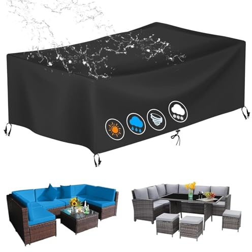 PVPQPR Gartenmöbel Abdeckplane,Abdeckung Gartenmobel 260x260x100cm(LxBxH) Abdeckhaube Gartenmöbel,Wasserdicht Winddicht Anti-Uv,Staubdicht Oxford Gewebe,Für Outdoor Sofa Tisch Möbelsets