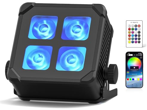 U`King 4x10W LED Par Akku Wasserdicht, RGBWA UV Bühnenlicht Outdoor Strahler IP65 mit Fernbedienung, Unterstützt APP, IR, 2,4 GHz Wireless für Regentage Schwimmbad Hochzeit Bar Show Disco