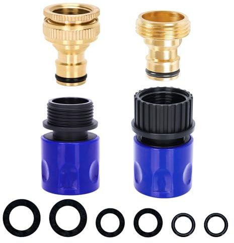 Expandable Hose Tap Connector Fitting, Outdoor Outside Tap Connector 3/4 Male Watering Nozzle Adapter & 3/4 Male Female Garden Hose Attachments Quick Connector for Flexible Hosepipe (Expandable kit)