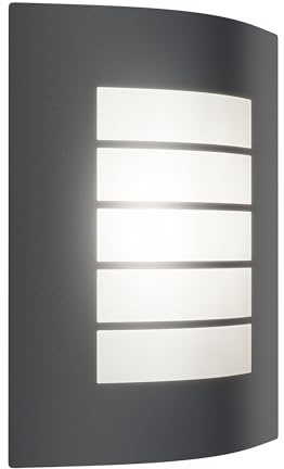 ledscom.de Wandleuchte ZYNO für außen, IP44, Edelstahl, anthrazit matt, eckig, 1x E27 max. 40W