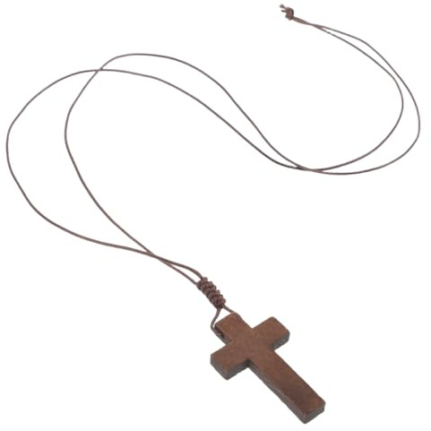 Generisch holz Kreuz Anhänger Halloween Halskette Holz Geschenk Halskette für Herren Damen Bewaldete