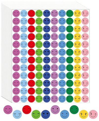 20 Blatt Smiley Aufkleber, Smiley Sticker Und Emoji Für Kinder, Lehrer Sticker Belohnung, DIY Handarbeit Und Geschenkdekoration, 12.7cm X 15.2cm