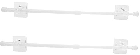 SOPOTUTU 2 juegos Barras Telescópicas Ajustables con Ganchos Adhesivos para Cortinas sin Taladrar Extensibles Multiusos para Baño Armario y Ventana