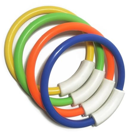 iplusmile 4 pièces Anneaux de Plongée Colorés pour Entraînement Natation Garçon Fille Jouets Aquatiques Durables pour Piscine Plaisir et Apprentissage sous-Marin Orange Vert Jaune Bleu