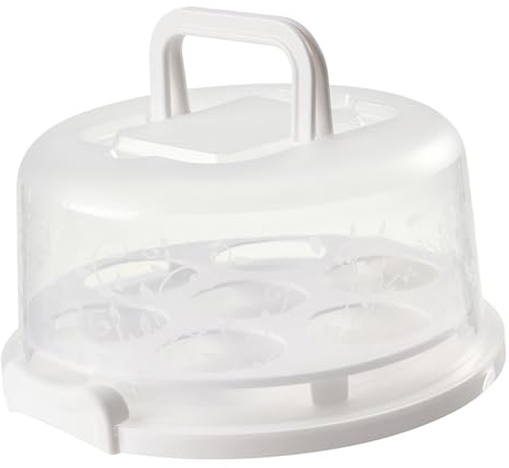TOPINCN Portador de Pasteles con Tapa y Asa Contenedor de Pastel de Queso Portátil Redondo de 7 Ranuras Porta Pasteles Contenedor de Magdalenas con Tapa Transparente para Picnic Camping