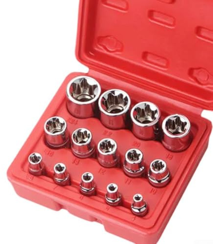 Zilimontt Bit-Steckschlüsselsatz / 4 Zoll, 3/8 Zoll, 5,1 cm Antrieb, E4-E24 für Autoreparatur, Chrom-Vanadium-Stahl-Stecknüsse mit Aufbewahrungskoffer