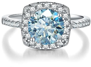 2ct Moissanite Ringar D Färg VVS1 Diamantringar 925 Sterling silver vigselringar Jubileumslöfte Förlovningsringar for kvinnor med certifikat(Navy Blue,10)