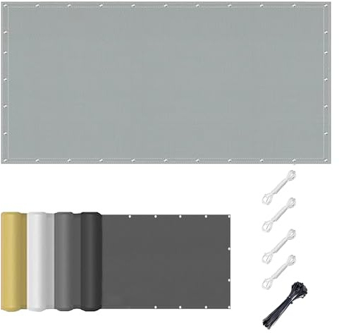 AJALGZ Toldo Parasol de Jardin, 1x3.6m- Cubierta Resistente Al Agua, Protección UV Toldo Parasol Lona Protector Solar Sombra de Patio Terraza Balcón Parque Infantil Exterior de Vela - Gris Claro