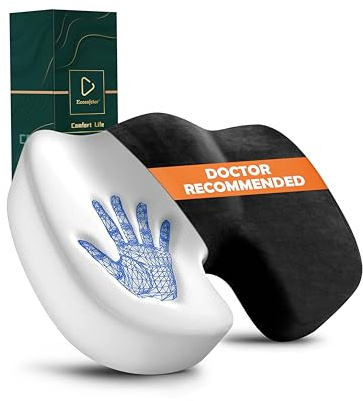 Ecosafeter Sitzkissen Orthopädisch Sitzring Hämorrhoiden Steißbein(Schwarz) | Ergonomisches Sitzkissen Steißbein entlastend Sitzkomfort für Bürostuhl&Auto mit waschbarem Bezug Rutschfester Unterseite
