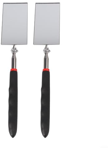 2 specchietti telescopici di ispezione, specchio meccanico rettangolare in acciaio inox con rotazione a 360° e manico antiscivolo per officina e auto