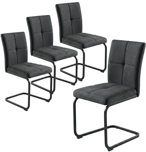 JIEXI Cantilever Dining Chairs Set of 4, Grey Fabric, High Back