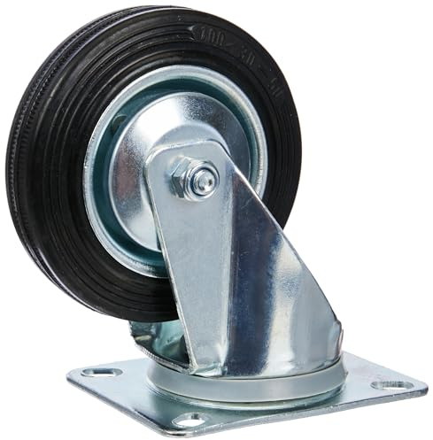 Metafranc Lenkrolle Ø 100 mm - 104 x 80 mm Platte - Vollgummi-Rad - Weiche Lauffläche - Rollenlager - 70 kg Tragkraft / Transportrolle / Möbelrolle / Schwerlastrolle / 800710, Silber | Weiche Lauffläche – Rollenlager – 70 kg Tragkraft – Transportrolle – Möbelrolle – Schwerlastrolle – für Möbel