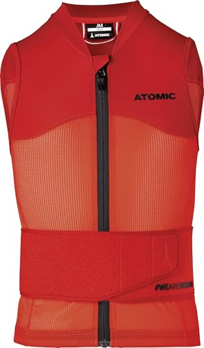 Atomic Live Shield Vest Jr I Größe M I Ski-Schutzweste für Kinder I Ski-Weste mit Hüftgürtel I Elastische Ski-Schutzkleidung aus 4-Wege-Stretch Lycra & Mesh I Atmungsaktive Protektorweste