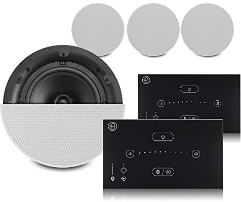 Systemline E50 Bluetooth Ceiling Speaker System with 4x Q Acoustics QI65CB Ceiling Speakers – Touch Control Wireless Home Audio Amplifier Kit, Alexa Compatible, Multi-room Music Solution