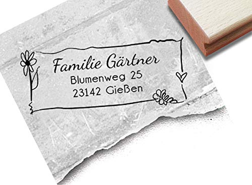 Stempel Individueller Adressstempel BLUME - Familienstempel personalisiert mit Namen Adresse, Geschenk für Familie, Geburtstag - zAcheR-fineT