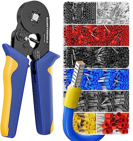 haisstronica Ferrule Crimping Tool Kit Black Wire Ferrules Crimper with 1200PCS Ferrule AWG 23-7 Wire End Ferrule Terminals
