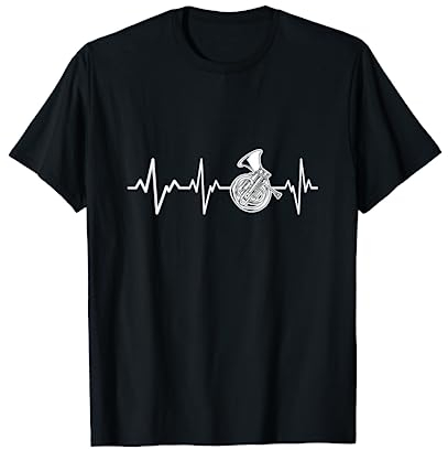 Waldhorn Herzschlag Geschenk Instrument Hornspieler T-Shirt