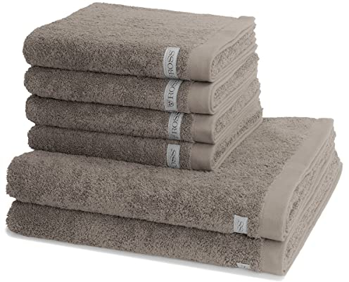 Ross - 6 teiliges Frottier-Set - Sinfonie (4 X Handtuch 2 X Duschtuch im Set) - 500 g/m2 - Baumwolle - Walkfrottee - saugstark - weich und flauschig - Taupe