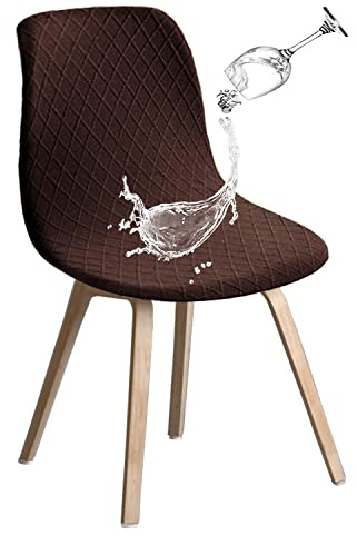 JUNZHE Stuhlhussen 2er Set, Stretch Stuhlbezug mit mittlerer Rückenlehne, abnehmbar waschbar Stuhlschutz für Haus, Küche, Esszimmer, Party, Bankett, Hochzeit, Club, Kaffeefarbe