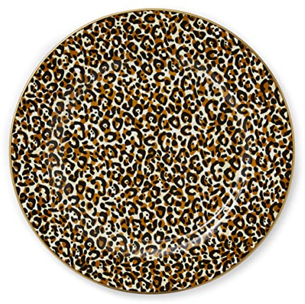 Spode Creatures of Curiosity Set 4 Teller aus feinem Porzellan, 20,5 cm, Leopardenmuster mit 22 Karat Gold