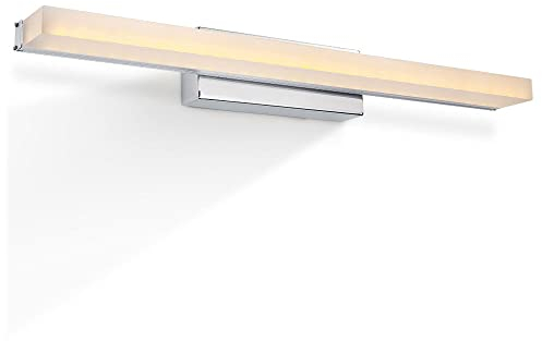 Quevia-Eletro LED Spiegelleuchte IP44 Badleuchte Warmweiß 3000K Wand Schminklicht Schrankleuchte Edelstahl Spiegelschrank Aufbauleuchte Bad Klemmleuchte Wandleuchte Wasserdicht Bilderleuchte 12W,60CM