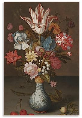 Balthasar Van Der Ast Art Print Poster Floral Botanical Still Life Poster Gifts Canvas Painting Poster Wall Art Decorative Picture Prints Modern Decor Framed-unframed 24x36inch(60x90cm)