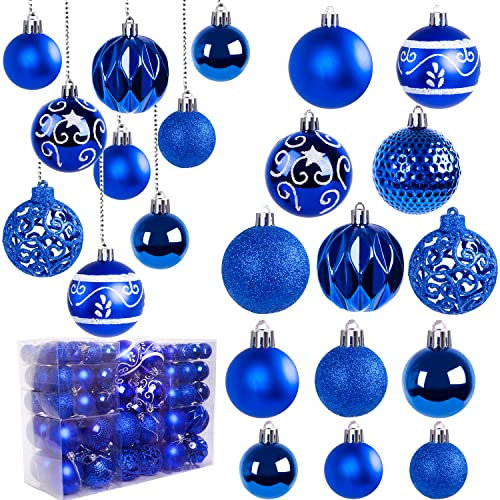 Miaikoe 100pcs Pack Boules de Noël décoration Sapin de Noël, Boules Anti - bris pour la Maison (Bleu)