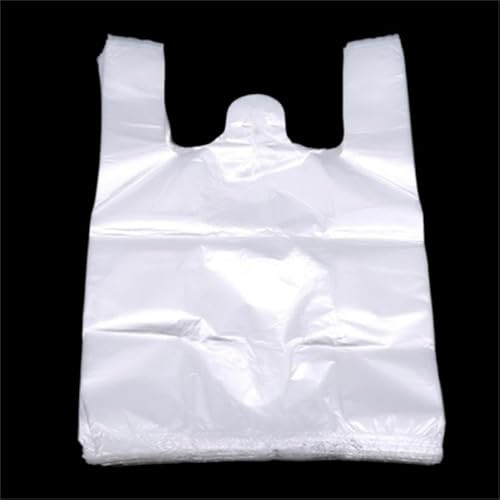 2000 Sacs Bretelles blancs 26+12x45 cm en plastique 13 microns