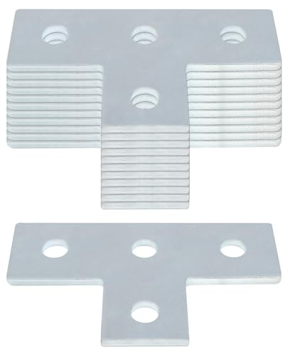 heneng 12 Pcs 4 Hole T Shaped Flat Plate Fitting for 1-5/8 Strut Channel, Strut Connector Bracket, 3/16 Thick