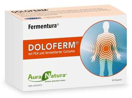Fermentura® DOLOFERM® – PEA Kapseln Palmitoylethanolamid, MGCPQQ®, MSM | Unterstützt das Wohlbefinden von Muskeln,Gelenken & Rücken mit Hagebutten-Extrakt und fermentierter Curcuma | 60 Kapseln