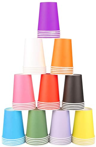 Gobelets en Papier, 200 Pièces gobelets jetables colorés, Gobelets à Boire pour Café Thé Boissons Chaudes et Froides Party Mariage Anniversaire Gobelets pour fête, anniversaire, mariage