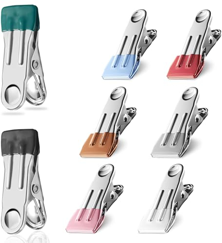 Roosea 24 Stück Wäscheklammern Edelstahl Wäscheklammer Multifunktionale rutschfeste Metall Wäscheklammern Klammern Metall rutschfeste Windfeste Edelstahl Clips für Socken Schuhe Handtuch Fotos