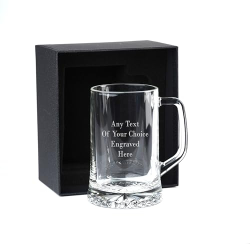 ukgiftstoreonline Personalised Engraved Glass Beer Stein with Any Message for Any Occasion