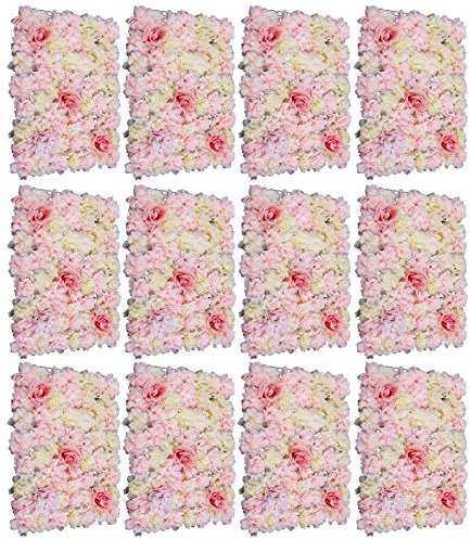 TouTToNG 12 Stück Blumenwand für Hochzeit Garten, 40cm*60cm Künstliche Blumen Wandpaneel Seide Rosenwand DIY Dekoration (A)
