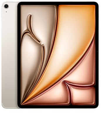 Apple iPad Air de 13 Pulgadas (M2): Pantalla Liquid Retina, 256 GB, cámara Frontal de 12 Mpx en Horizontal y Trasera de 12 Mpx, Wi-Fi 6E y 5G con eSIM, autonomía de Sol a Sol - Blanco Estrella