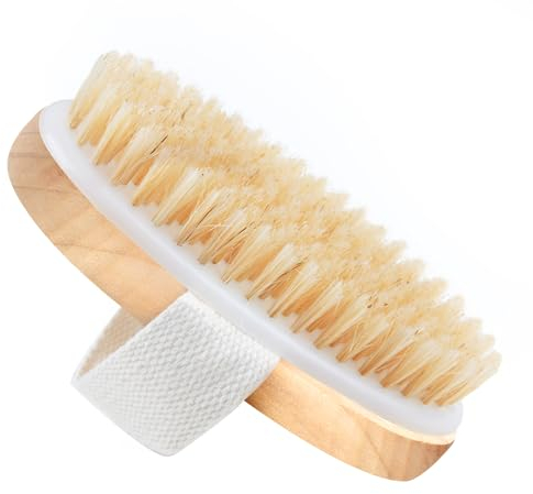 Dry Brushing Body Brush Exfoliating Brush, Natural Bristle Bath Brush, for Removing Dead Skin, Enhancing Cellulite Reduction, Stimulating Blood Circulation Lymphatic Drainage, Ergonomic Wooden Handle