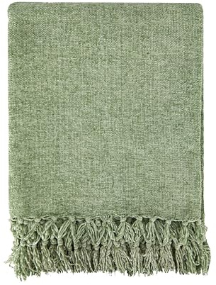 Emma Barclay Throw Blanket For Sofas Bed Extra Large Soft Chenille Throws For Settees In Meadow Green Throw Fleece Blankets - Darcy Collection 60 x 80 (152cm x 203cm) Meadow Green