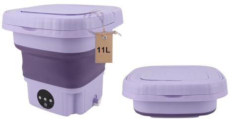 Mini Lavatrice Pieghevole, Automatico 11 Litri Portatile Lavatrice Vestiti con Tubo Scarico per Appartamento, Viaggio, Casa, Lavatrice Biancheria Intima, Calzini, Vestiti (Spina