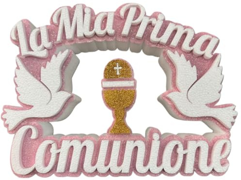 Generico Decorazione per Comunione, Polistirolo, Oro, Azzurro, Rosa, Calice, Colomba (Rosa)